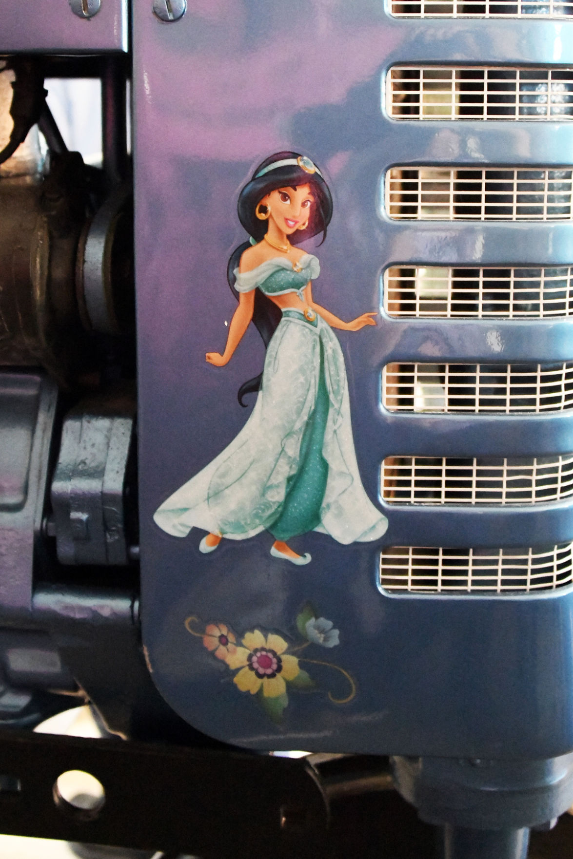 027 Disney princess Jasmine from the movie Aladdin decorated the blue John Deere.JPG